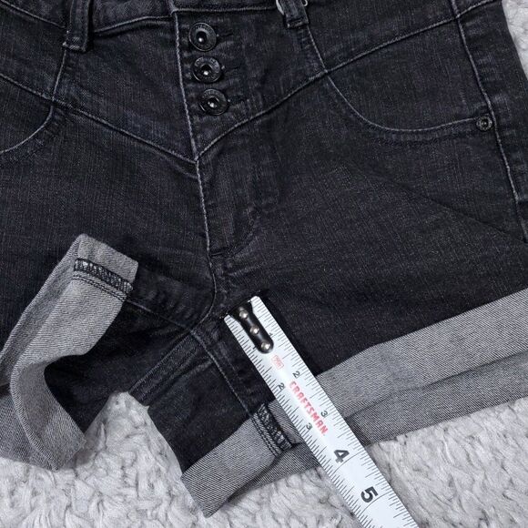 Hot Topic Lovesick Black Rolled Cuffed Jean Shorts Stretch Denim Size 5 - Picture 12 of 12